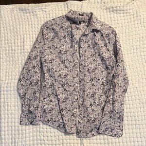 Express Black and White Botanical Shirt
